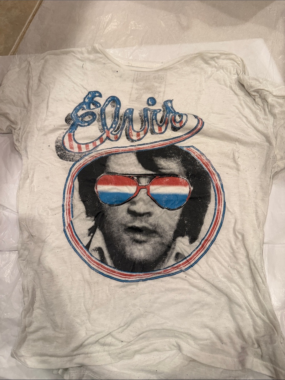 PELVIS Graphic White Tee with Patriotic Sunglasses